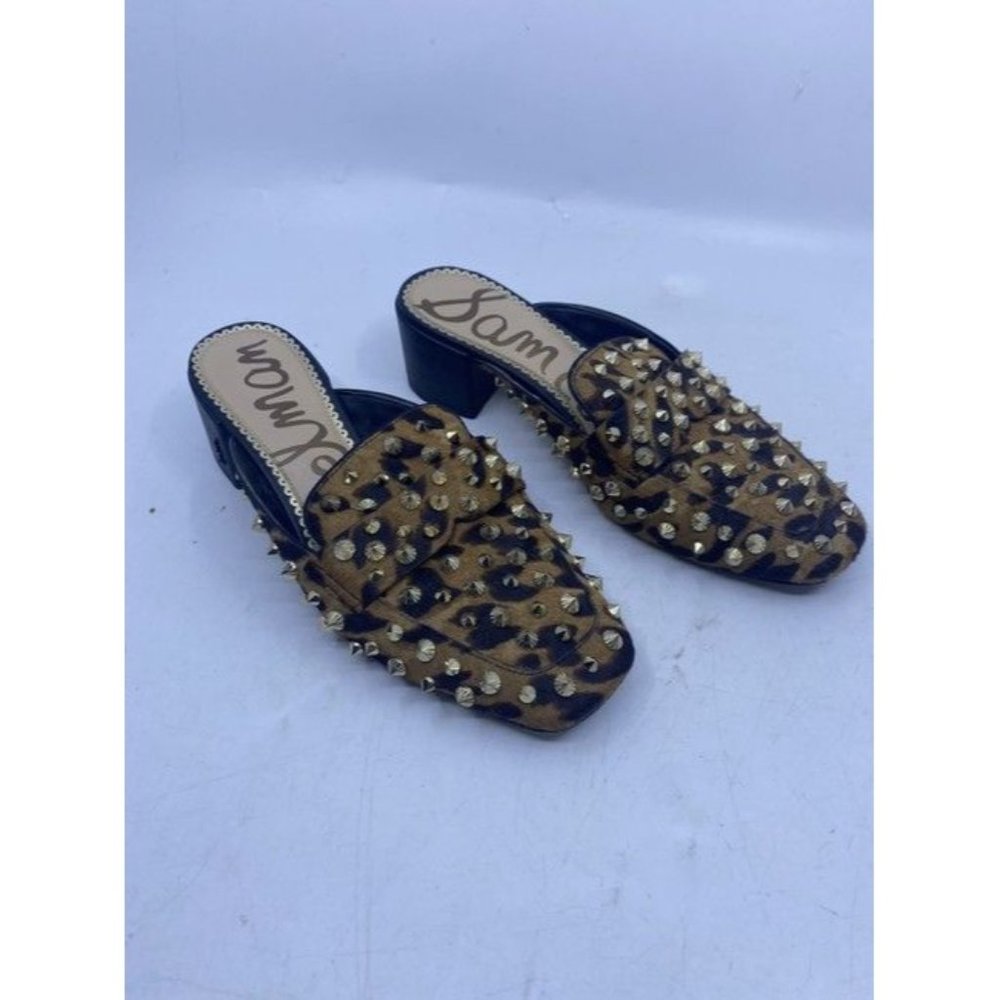 Sam Edelman Black And Brown Augustus Leopard Stud Mulesslides Size Us - Picture 6 of 6